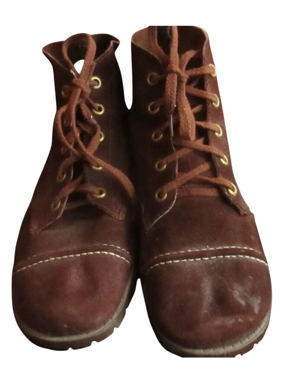 Vintage Womens Hippy Hiking Boots sz 5 Lace Up Brown Suede Leather Packer